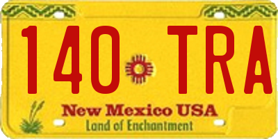 NM license plate 140TRA