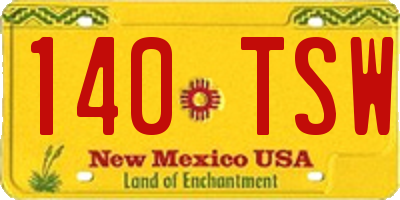 NM license plate 140TSW