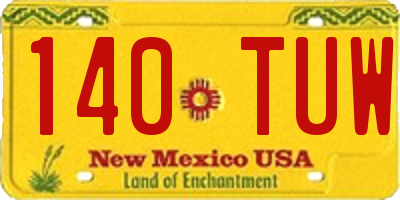NM license plate 140TUW