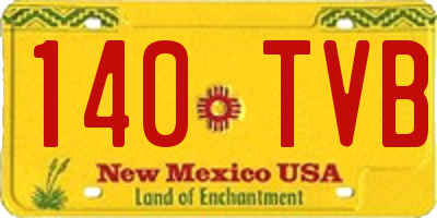 NM license plate 140TVB