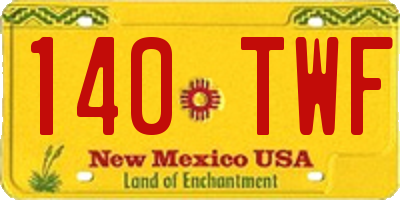 NM license plate 140TWF