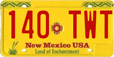 NM license plate 140TWT