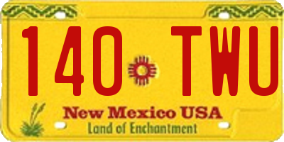 NM license plate 140TWU