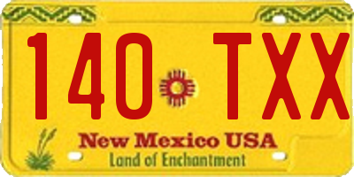 NM license plate 140TXX