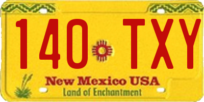 NM license plate 140TXY