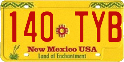 NM license plate 140TYB