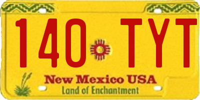 NM license plate 140TYT