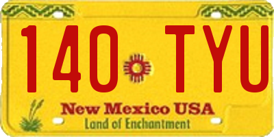 NM license plate 140TYU