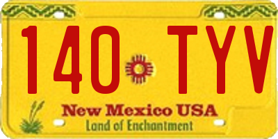 NM license plate 140TYV