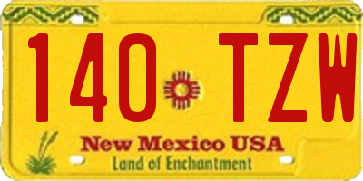 NM license plate 140TZW