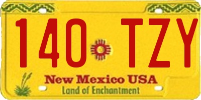 NM license plate 140TZY