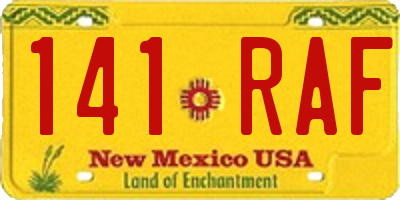 NM license plate 141RAF