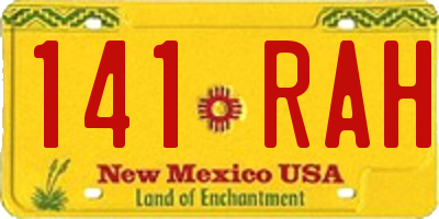 NM license plate 141RAH