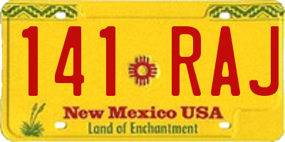 NM license plate 141RAJ