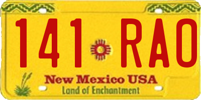 NM license plate 141RAO