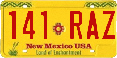 NM license plate 141RAZ