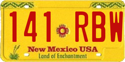 NM license plate 141RBW