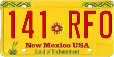 NM license plate 141RFO