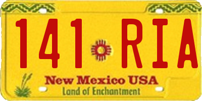 NM license plate 141RIA