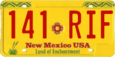 NM license plate 141RIF