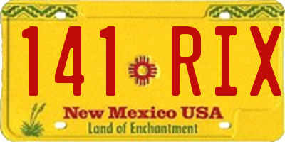NM license plate 141RIX