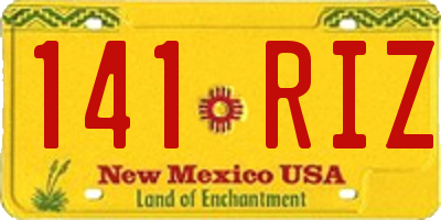 NM license plate 141RIZ