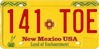 NM license plate 141TOE