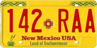 NM license plate 142RAA