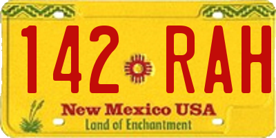 NM license plate 142RAH