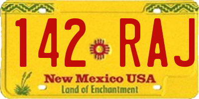 NM license plate 142RAJ