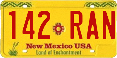 NM license plate 142RAN
