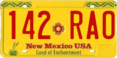 NM license plate 142RAO