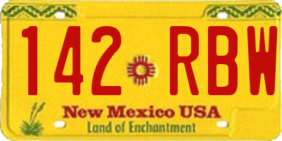 NM license plate 142RBW