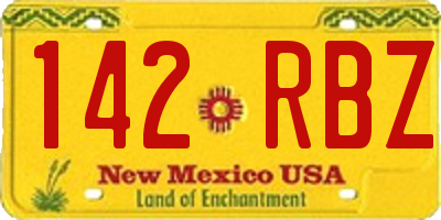 NM license plate 142RBZ