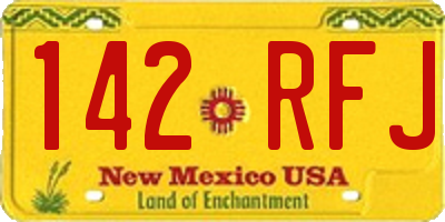 NM license plate 142RFJ