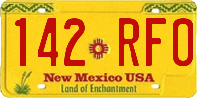 NM license plate 142RFO