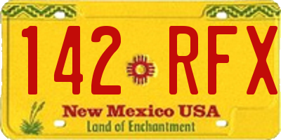 NM license plate 142RFX