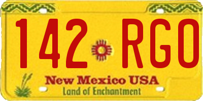 NM license plate 142RGO