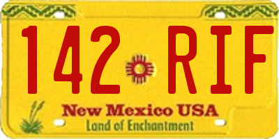 NM license plate 142RIF