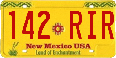 NM license plate 142RIR