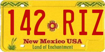 NM license plate 142RIZ