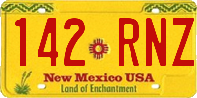 NM license plate 142RNZ
