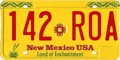 NM license plate 142ROA