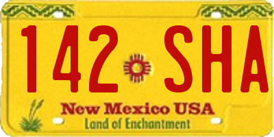NM license plate 142SHA