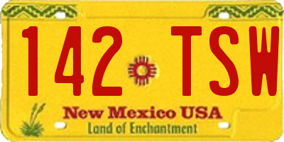 NM license plate 142TSW