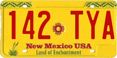NM license plate 142TYA