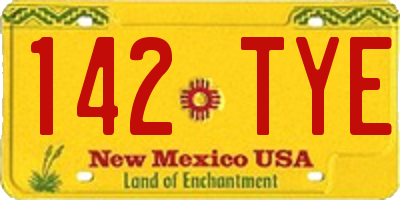 NM license plate 142TYE