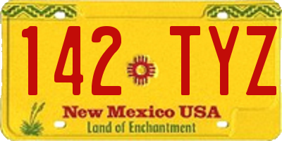 NM license plate 142TYZ