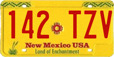 NM license plate 142TZV