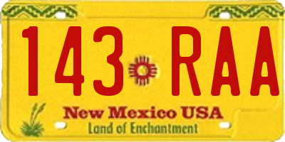 NM license plate 143RAA